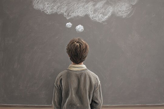 Child contemplating, thinking