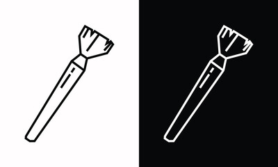 Paint Brush Icon in Black Line Art and White Line Art Cutout Style