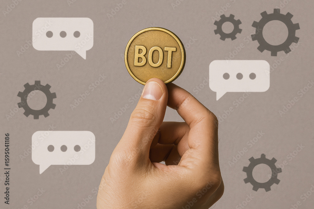 Poster bot typing reflects automation and intelligence shaping innovative system connection seamlessly