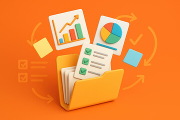 Business and motion support success and progress with productive task management and organized data analysis