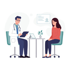 Doctor with laptop explaining diagnosis to elder patient