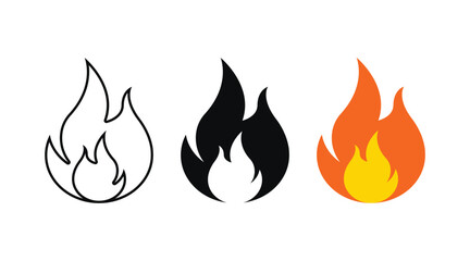 Fire flame icon. Burning symbol. Fireball sign. Energy illustration isolated.