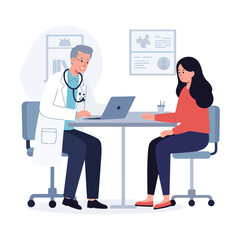 Doctor consulting male patient in clinic office