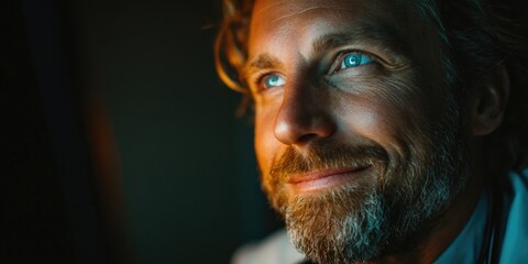 Close-up of smiling mature doctor looking hopeful