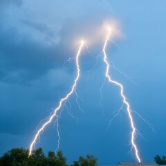 Lightning strikes dramatically over green fields nature photography stormy weather landscape perspective electrifying atmosphere