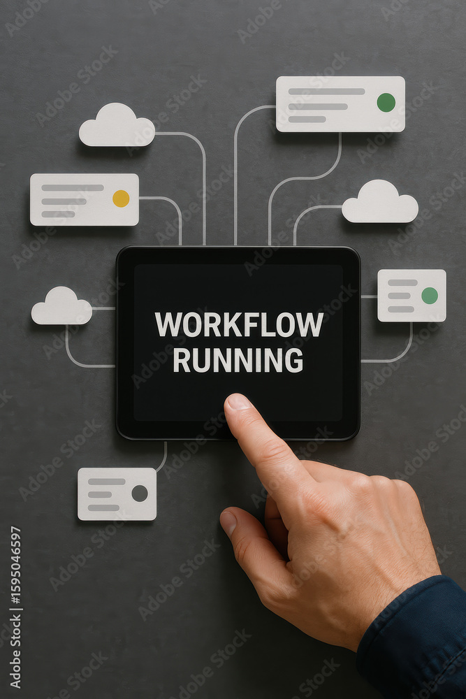Poster workflow running process and operation with status automation empowers management system control
