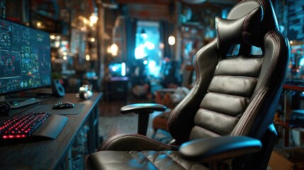 Ergonomic Racing Gaming Chair in Colorful Gaming Room