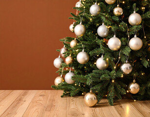 Christmas tree decorations cozy indoor setting holiday imagery festive environment close-up view seasonal spirit