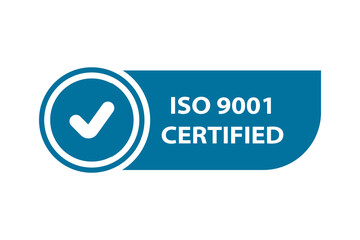 ISO 9001 Certified Emblem. ISO 9001 Certified label or stamp. Vector sticker or sign