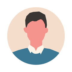 面を向く男性のアバター、シンプルなアイコンセット