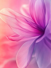 Ethereal Abstract Flower with Ultra-Thin Flowing Petals and Delicate Translucent Texture in Soft Magenta and Raspberry Pink Gradients
