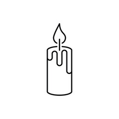 Candle vector icon in line style design for website design, app, UI, isolated on white background. Editable stroke. EPS 10 vector illustration.
