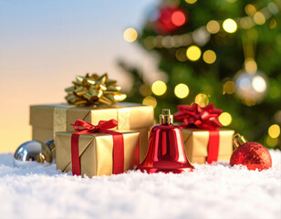 Holiday gift preparation with beautiful decorated presents cozy home photography festive atmosphere close-up view christmas spirit
