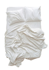 Obraz premium White bed feels messy and unmade