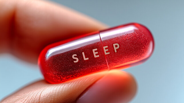Close-Up of Sleep Pill in Human Fingers – Generative AI