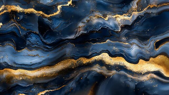 Abstract Blue Gold Marble Texture Background. (1)