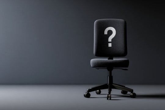 Empty office chair with question mark