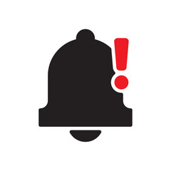 Notification bell exclamation line black icon. New message, doorbell, reminder, subscribe, alarm symbol. Sign for apps, businesses, and social media. Vector illustration. Editable stroke. Flat design.