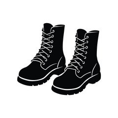 Combat boots on ground vector silhouette