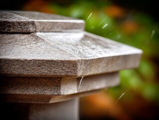 Rain on a stone lantern japanese garden photography tranquil environment close-up view nature's serenity