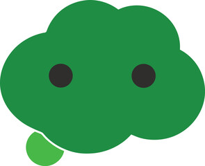 Thoughtful cloud with eyes and speech bubble on a yellow background design.