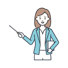 A Simple Vector Illustration of a Young Woman Standing