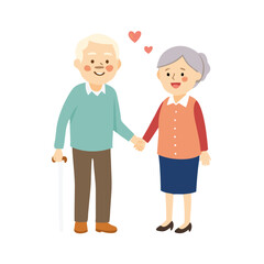 Simple Vector Illustration of Old Couple
