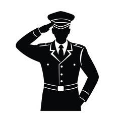 Marine in dress blues saluting vector silhouette