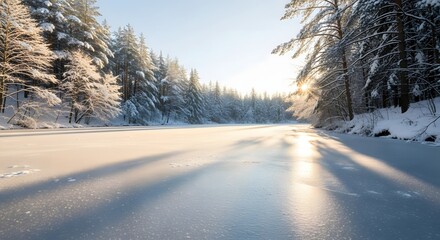 Obraz premium Winter Serenity Snow-Covered Landscape and Forest