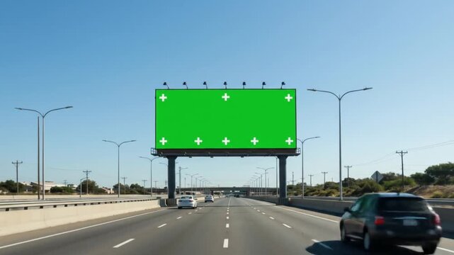 Highway billboard with a green screen