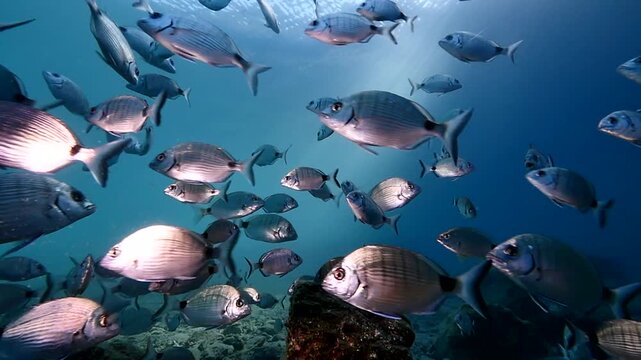 sea breams underwater scenery mediterranean relaxing fish scenery diplodus sargus