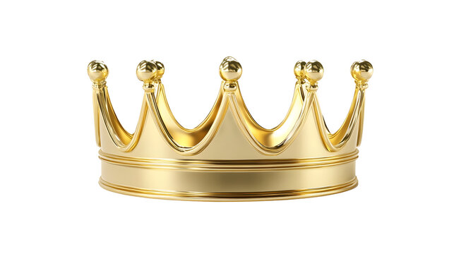 Shiny gold crown with decorative points on white background - Powered by Adobe