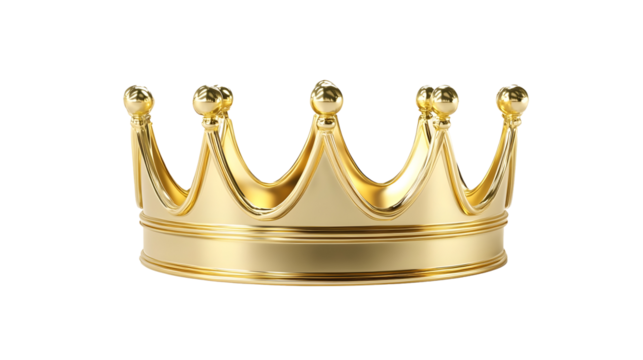 Shiny gold crown with decorative points on white background - Powered by Adobe