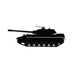 Military tank side view vector silhouette