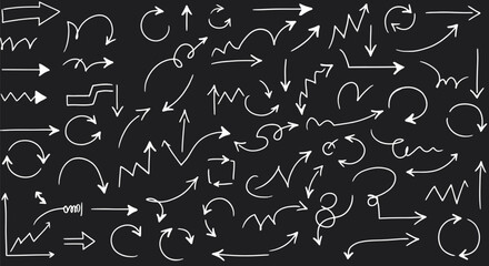 Collection of hand-drawn arrows on a black background