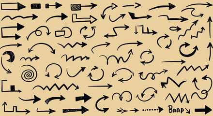 Collection of hand-drawn arrows on a background