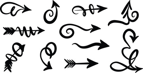 Hand-drawn arrows collection for direction, flow, and concepts of movement.