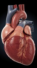 Detailed Human Heart Model Showing Anatomy and Blood Vessels for Medical Education