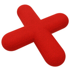 3D render image. Cloth symbol plus mark sign letter 