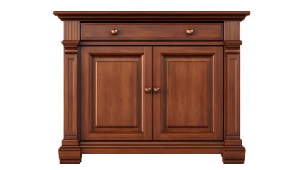 Classic wooden cabinet with double doors and drawer