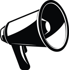 Megaphone loudspeaker  silhouette, hand holding bullhorn, protest symbol vector, communication concept