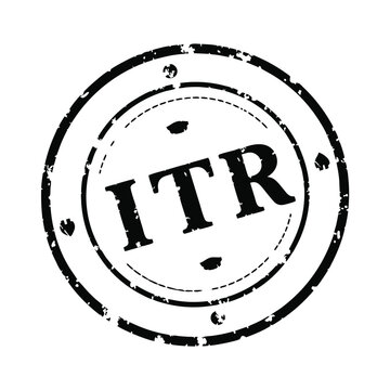 Black rubber stamp with the letters ITR and distressed texture on white background vector illustration