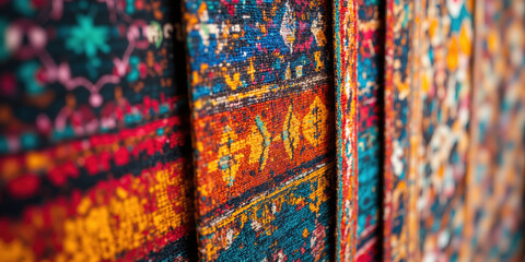 Heritage Craft Modernized Traditional weaving technique photographed in extreme close-up, cultural pattern with contemporary color palette, artisanal luxury positioning, human-centered