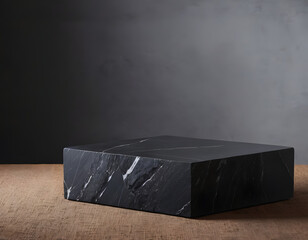 black stone background, Black geometric Stone and Rock shape background, minimalist mockup for podium display or showcase