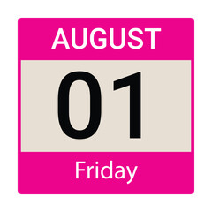 1 August, Friday, Date template, Useful design for calendar or event promotion. Vector illustration EPS 10 file