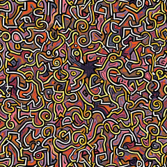Obraz premium Chaotic Line Maze Over Warm Organic Background