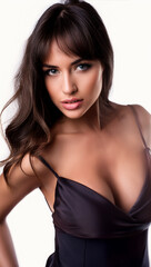 Fototapeta premium Sexy brunete trying on new clothes