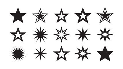 Collection of Diverse Star Shapes Simple Vector Designs Set