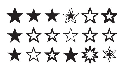 Fototapeta premium Collection of Star Illustrations Different Styles and Patterns