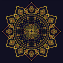 Sacred geometry mandala flower gold and gold white midnight blue